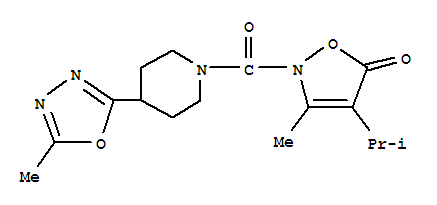 Piperidine, 1-[[3-methyl-4-(1-methylethyl)-5-oxo-2(5h)-isoxazolyl]carbonyl]-4-(5-methyl-1,3,4-oxadiazol-2-yl)-(9ci) Structure,706804-99-1Structure