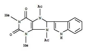 1H-purine-2,6-dione, 7,9-diacetyl-3,7,8,9-tetrahydro-8-(1h-indol-3-yl)-1,3-dimethyl- Structure,71253-43-5Structure