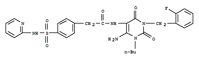 Benzeneacetamide, n-[6-amino-1-butyl-3-[(2-fluorophenyl)methyl]-1,2,3,4-tetrahydro-2,4-dioxo-5-pyrimidinyl]-4-[(2-pyridinylamino)sulfonyl]- Structure,748149-28-2Structure