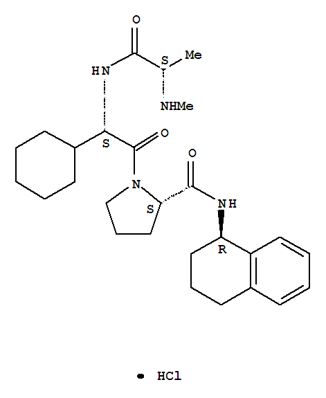 L-Prolinamide, N-methyl-L-alanyl-(2S)-2-cyclohexylglycyl-N-[(1R)-1,2,3,4-tetrahydro-1-naphthalenyl]-, monohydrochloride Structure,762274-58-8Structure