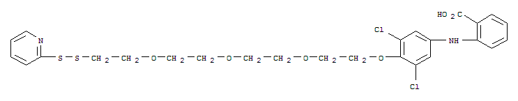 Benzoic acid,2-[[3,5-dichloro-4-[2-[2-[2-[2-(2-pyridinyldithio)ethoxy]ethoxy]ethoxy]ethoxy]phenyl]amino]- Structure,851962-13-5Structure