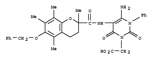 1(2H)-pyrimidineacetic acid,4-amino-5-[[[3,4-dihydro-2,5,7,8-tetramethyl-6-(phenylmethoxy)-2h-1-benzopyran-2-yl]carbonyl]amino]-3,6-dihydro-2,6-dioxo- Structure,856017-97-5Structure