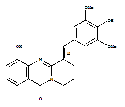 11H-pyrido[2,1-b]quinazolin-11-one, 6,7,8,9-tetrahydro-4-hydroxy-6-[(4-hydroxy-3,5-dimethoxyphenyl)methylene]-, (6e)- Structure,862080-94-2Structure