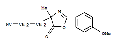 4-Oxazolepropanenitrile, 4,5-dihydro-2-(4-methoxyphenyl)-4-methyl-5-oxo- Structure,86435-57-6Structure