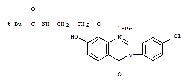 Propanamide,n-[2-[[3-(4-chlorophenyl)-3,4-dihydro-7-hydroxy-2-(1-methylethyl)-4-oxo-8-quinazolinyl ]oxy]ethyl ]-2,2-dimethyl- Structure,871814-70-9Structure