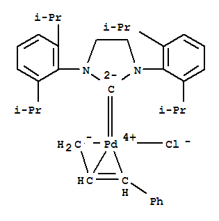 Chloro[(1,2,3-Η)-3-phenyl-2-propenyl ][1,3-bis(2,6-di-i-propylphenyl)-4,5-dihydroimidazol-2-ylidene]palladium(ii) Structure,884879-24-7Structure