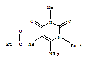 Propanamide, n-[6-amino-1,2,3,4-tetrahydro-3-methyl-1-(2-methylpropyl)-2,4-dioxo-5-pyrimidinyl]- Structure,90749-79-4Structure