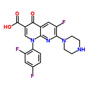 1-(2,4-Difluorophenyl)-6-fluoro-4-oxo-7-(piperazin-1-yl)-1,4-dihydro-1,8-naphthyridine-3-carboxylic acid Structure,100490-19-5Structure