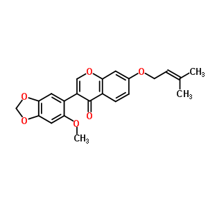 4H-1-benzopyran-4-one,3-(6-methoxy-1,3-benzodioxol-5-yl)-7-[(3-methyl-2-buten-1-yl)oxy]- Structure,10489-51-7Structure