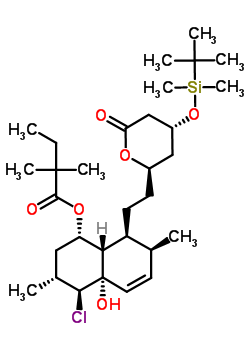 (1S,3r,4s,4as,7s,8s,8as)-4-chloro-8-{2-[(2r,4r)-4-{[dimethyl(2-methyl-2-propanyl)silyl]oxy}-6-oxotetrahydro-2h-pyran-2-yl]ethyl}-4a-hydroxy-3,7-dimethyl-1,2,3,4,4a,7,8,8a-octahydro-1-naphthalenyl 2,2- Structure,123852-10-8Structure