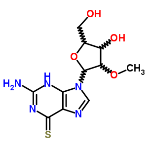 9H-purine-6 (1h)-thione, 2-amino-9-(2-o-methyl-.beta.-d-ribofuranosyl)- Structure,13039-47-9Structure