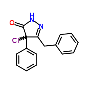 3H-pyrazol-3-one,4-chloro-2,4-dihydro-4-phenyl-5-(phenylmethyl)- Structure,13051-04-2Structure