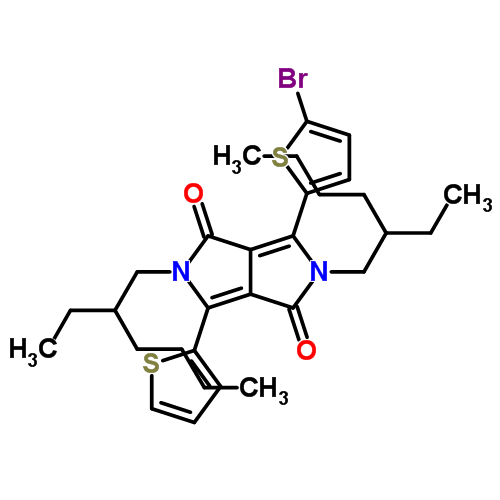 2,5-Bis(2-ethylhexyl)-3-(5-bromo-thiophene-2-yl)-6-(thiophene-2-yl)-pyrrolo[3,4-c]pyrrole-1,4-dione Structure,1308671-90-0Structure