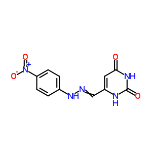 4-Pyrimidinecarboxaldehyde,1,2,3,6-tetrahydro-2,6-dioxo-, 4-[2-(4-nitrophenyl)hydrazone] Structure,14161-04-7Structure