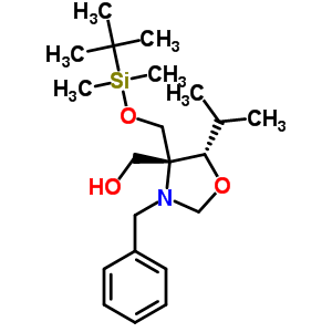 (4R,5s)-n-benzyl-4-(t-butyldimethylsilyloxymethyl)-4-hydroxymethyl-5-isopropyloxazolidine Structure,145452-01-3Structure