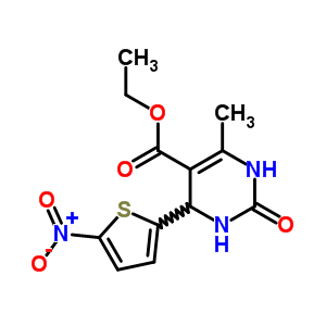 5-Pyrimidinecarboxylic acid,1,2,3,4-tetrahydro-6-methyl-4-(5-nitro-2-thienyl)-2-oxo-, ethyl ester Structure,14903-93-6Structure