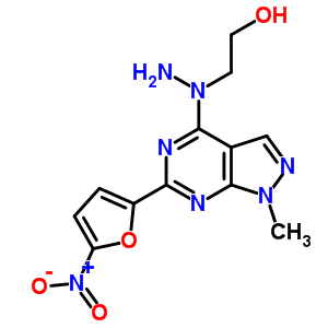 Ethanol,2-[1-[1-methyl-6-(5-nitro-2-furanyl)-1h-pyrazolo[3,4-d]pyrimidin-4-yl]hydrazinyl]- Structure,16185-82-3Structure