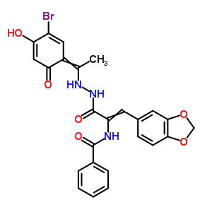 N-[2-benzo[1,3]dioxol-5-yl-1-[[1-(3-bromo-4-hydroxy-6-oxo-1-cyclohexa-2,4-dienylidene)ethylamino]carbamoyl]ethenyl]benzamide Structure,17178-87-9Structure