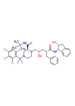 1-{4-Benzyl-2-hydroxy-5-[(2-hydroxy-2,3-dihydro-1h-inden-1-yl)amino]-5-oxopentyl}-n-(2-methyl-2-propanyl)-4-[(2h4)-3-pyridinyl(2h2)methyl]-2-piperazinecarbo Structure,185897-02-3Structure