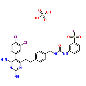 3-[[4-[2-[2,6-Diamino-5-(3,4-dichlorophenyl)pyrimidin-4-yl]ethyl]phenyl]methylcarbamoylamino]benzenesulfonyl fluoride Structure,20096-75-7Structure