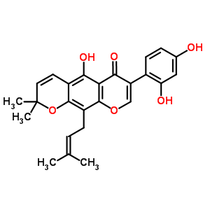 2H,6h-benzo[1,2-b:5,4-b]dipyran-6-one,7-(2,4-dihydroxyphenyl)-5-hydroxy-2,2-dimethyl-10-(3-methyl-2-butenyl)- Structure,20387-73-9Structure