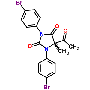 2,4-Imidazolidinedione,5-acetyl-1,3-bis(4-bromophenyl)-5-methyl- Structure,21631-64-1Structure