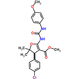 Methyl 4-(4-chlorophenyl)-2-[(4-methoxyphenyl)carbamoylamino]-5,5-dimethyl-4h-furan-3-carboxylate Structure,21863-93-4Structure