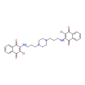 2-Chloro-3-[3-[4-[3-[(3-chloro-1,4-dioxo-naphthalen-2-yl)amino]propyl]piperazin-1-yl]propylamino]naphthalene-1,4-dione Structure,22359-45-1Structure