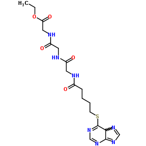 Glycine,n-[1-oxo-5-(9h-purin-6-ylthio)pentyl]glycylglycyl-, ethyl ester Structure,23374-45-0Structure