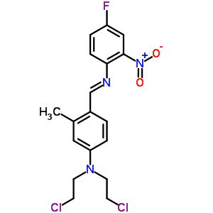 Benzenamine,n,n-bis(2-chloroethyl)-4-[[(4-fluoro-2-nitrophenyl)imino]methyl]-3-methyl- Structure,2414-90-6Structure