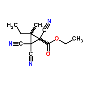 Cyclopropanecarboxylicacid, 1,2,2-tricyano-3-ethyl-3-methyl-, ethyl ester Structure,24543-23-5Structure