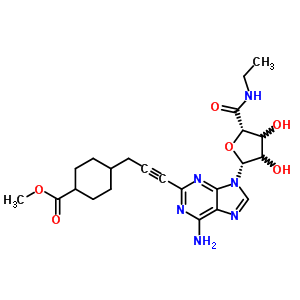 Methyl 4-[3-[6-amino-9-[(2r,5s)-5-(ethylcarbamoyl)-3,4-dihydroxyoxolan-2-yl]purin-2-yl]prop-2-ynyl]cyclohexane-1-carboxylate Structure,250386-15-3Structure