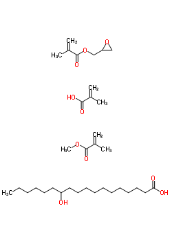 12-Hydroxy-octadecanoic acid polymer with methyl 2-methyl-2-propenoate, 2-methyl-2-propenoic acid and oxiranylmethyl 2-methyl-2-propenoate Structure,25101-94-4Structure