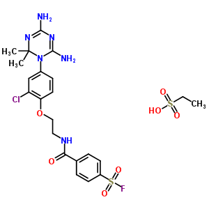 4-[2-[2-Chloro-4-(4,6-diamino-2,2-dimethyl-1,3,5-triazin-1-yl)phenoxy]ethylcarbamoyl]benzenesulfonyl fluoride Structure,25313-11-5Structure