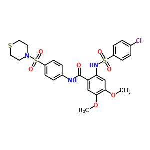 2-{[(4-Chlorophenyl)Sulfonyl]Amino}-4,5-Dimethoxy-N-[4-(4-Thiomorpholinylsulfonyl)Phenyl]Benzamide Structure,254877-04-8Structure