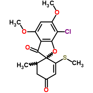 Spiro[benzofuran-2(3h),1-[2]cyclohexene]-3,4-dione,7-chloro-4,6-dimethoxy-6-methyl-2-(methylthio)- Structure,26881-62-9Structure