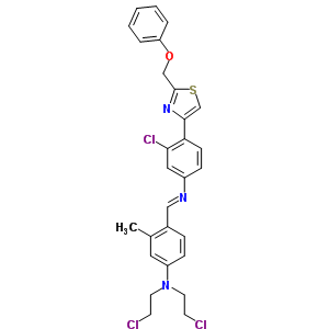 Benzenamine,n,n-bis(2-chloroethyl)-4-[[[3-chloro-4-[2-(phenoxymethyl)-4-thiazolyl]phenyl]imino]methyl]-3-methyl-,hydrochloride (1:1) Structure,27244-18-4Structure