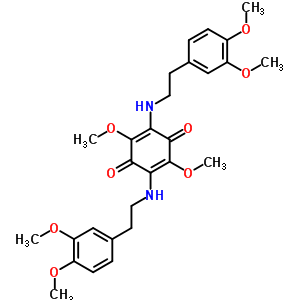 2,5-Cyclohexadiene-1,4-dione,2,5-bis[[2-(3,4-dimethoxyphenyl)ethyl]amino]-3,6-dimethoxy- Structure,28293-22-3Structure