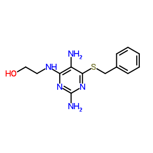 Ethanol,2-[[2,5-diamino-6-[(phenylmethyl)thio]-4-pyrimidinyl]amino]- Structure,2879-77-8Structure