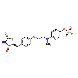 [6-[2-[4-[(2,4-Dioxo-1,3-thiazolidin-5-yl)methyl]phenoxy]ethyl-methylamino]pyridin-3-yl] methylsulfate Structure,288853-63-4Structure