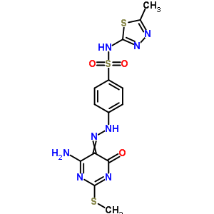 Benzenesulfonamide,4-[2-[4-amino-1,6-dihydro-2-(methylthio)-6-oxo-5-pyrimidinyl]diazenyl]-n-(5-methyl-1,3,4-thiadiazol-2-yl)- Structure,29817-70-7Structure