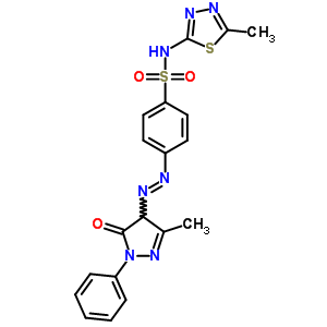 Benzenesulfonamide,4-[2-(4,5-dihydro-3-methyl-5-oxo-1-phenyl-1h-pyrazol-4-yl)diazenyl]-n-(5-methyl-1,3,4-thiadiazol-2-yl)- Structure,29822-02-4Structure