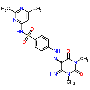 Benzenesulfonamide,4-[2-(6-amino-1,2,3,4-tetrahydro-1,3-dimethyl-2,4-dioxo-5-pyrimidinyl)diazenyl]-n-(2,6-dimethyl-4-pyrimidinyl)- Structure,29822-12-6Structure