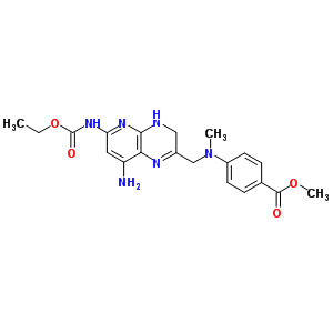 Benzoic acid,4-[[[8-amino-6-[(ethoxycarbonyl)amino]-3,4-dihydropyrido[2,3-b]pyrazin-2-yl]methyl]methylamino]-,methyl ester Structure,30768-51-5Structure