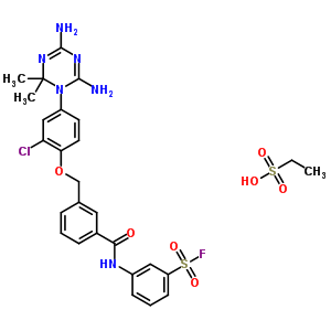 3-[[3-[[2-Chloro-4-(4,6-diamino-2,2-dimethyl-1,3,5-triazin-1-yl)phenoxy]methyl]benzoyl]amino]benzenesulfonyl fluoride Structure,30885-69-9Structure