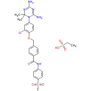 4-[[4-[[2-Chloro-4-(4,6-diamino-2,2-dimethyl-1,3,5-triazin-1-yl)phenoxy]methyl]benzoyl]amino]benzenesulfonyl fluoride Structure,30937-82-7Structure