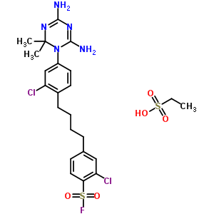 2-Chloro-4-[4-[2-chloro-4-(4,6-diamino-2,2-dimethyl-1,3,5-triazin-1-yl)phenyl]butyl]benzenesulfonyl fluoride Structure,31368-49-7Structure