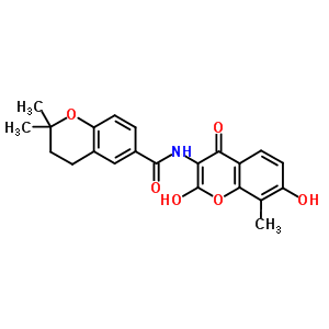 2H-1-benzopyran-6-carboxamide,n-(4,7-dihydroxy-8-methyl-2-oxo-2h-1-benzopyran-3-yl)-3,4-dihydro-2,2-dimethyl- Structure,31589-45-4Structure