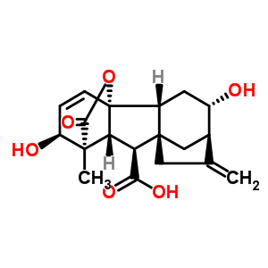 (1R,2r,4s,5r,8r,9s,10r,11s,12s)-4,12-dihydroxy-11-methyl-6-methylene-16-oxo-15-oxapentacyclo[9.3.2.1<sup>5,8</sup>.0<sup>1,10</sup>.0<sup>2,8</sup>]heptadec-13-ene-9-carboxylic acid Structure,32450-00-3Structure