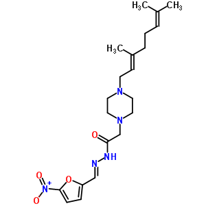 5-Nitro-2-furaldehyde [4-[(3e)-3,7-dimethyl-2,6-octadienyl ]-1-piperazinylacetyl ]hydrazone Structure,33165-28-5Structure